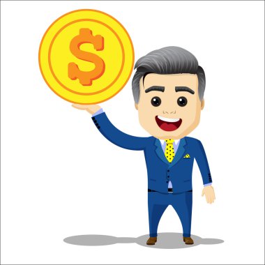 Yöneticisi karakter Doları para ile.