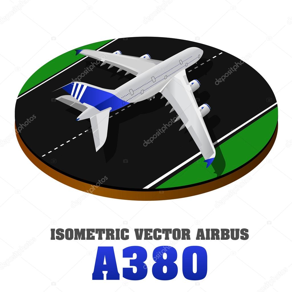a380, Large passenger Airplane 3d isometric illustration. Flat   high quality transport. Vehicles designed to carry  numbers of passengers.  .  Vector.  flight