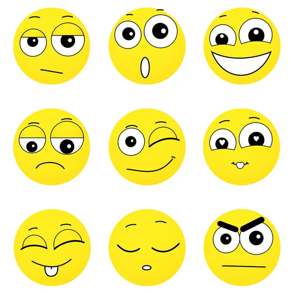 Set of smiley faces expressing different feelings, illustration on white background — Stock Vector