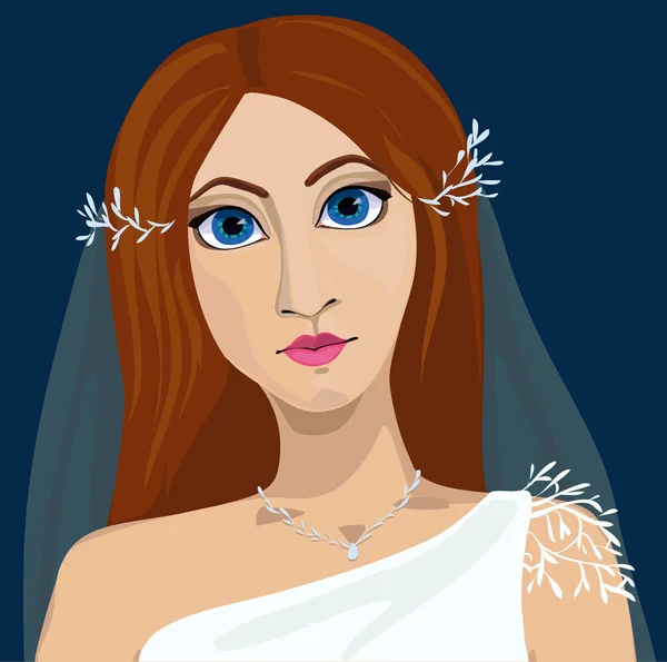 Joven hermosa novia en vestido de novia — Vector de stock