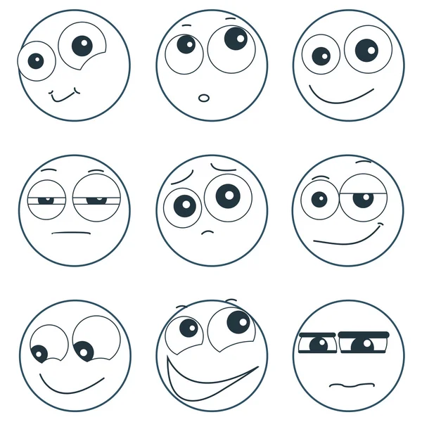 Készlet-ból különböző érzések, kifejező smiley arcok illusztráció fehér háttér — Stock Vector