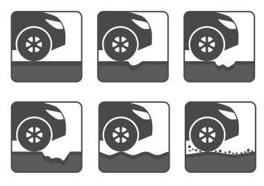 Vektör Icon set kötü yol. Farklı tehlike ve sorunları.