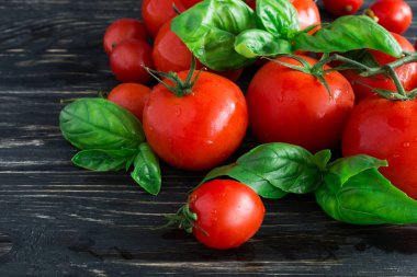 Asma ve yeşil fesleğen domates