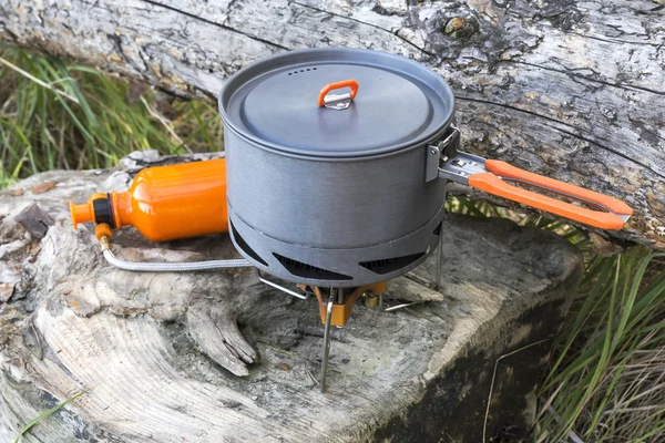 portable gas burner and pot. camping equipment