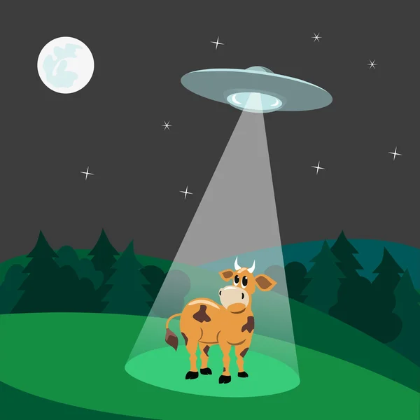 UFO iniş. UFO bir inek avlama