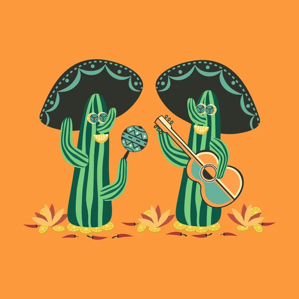 À la mexicaine. Mignon cactus — Image vectorielle