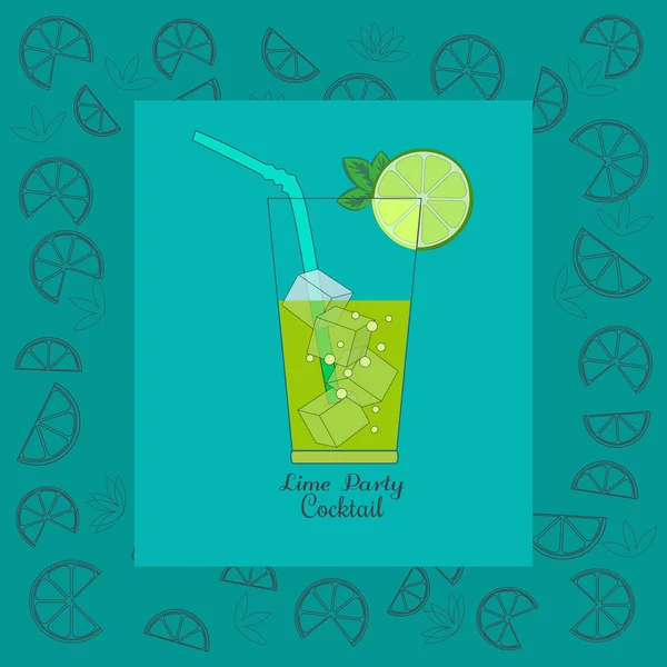 Limettencocktailparty. Cocktailkarte. — Stockvektor