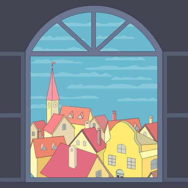 Oude stad weergave — Stockvector