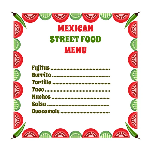 Mexican food menu — Stock Vector
