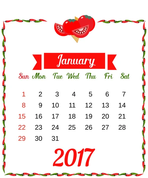 Vorlage Kalender 2017 — Stockvektor