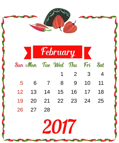 Vorlage Kalender 2017 — Stockvektor