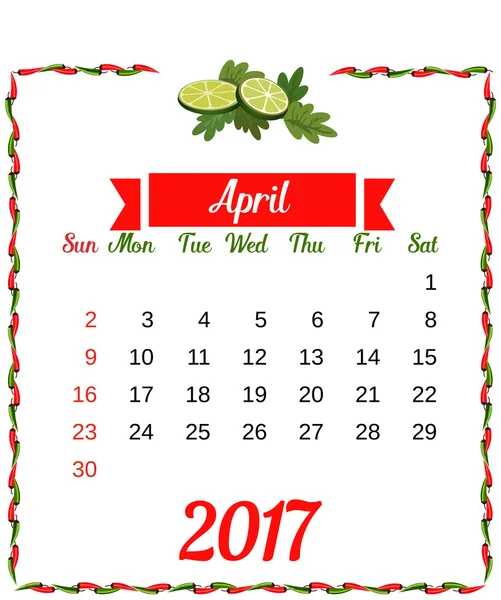 Modelo de calendário 2017 — Vetor de Stock