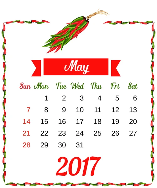 Vorlage Kalender 2017 — Stockvektor