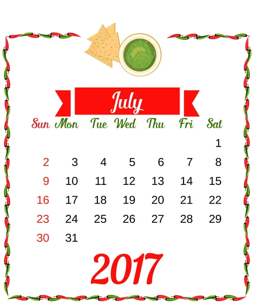 Vorlage Kalender 2017 — Stockvektor