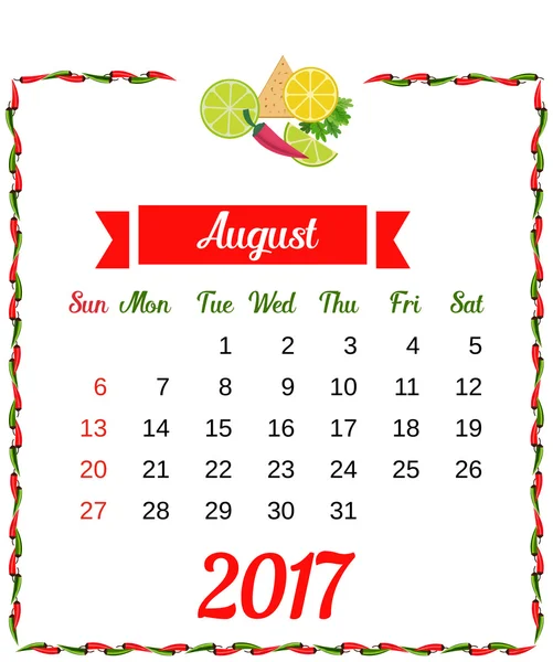 Vorlage Kalender 2017 — Stockvektor