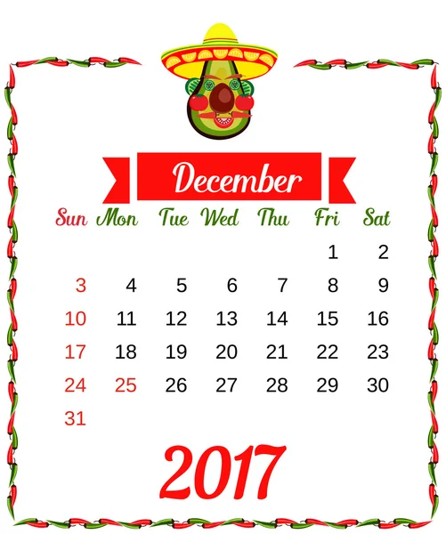 Vorlage Kalender 2017 — Stockvektor