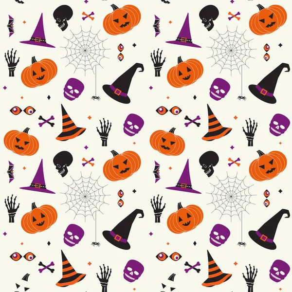 Halloween holiday cute symbol set seamless pattern — Stock Vector