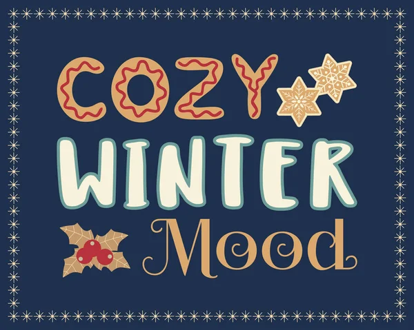 Cozy Χειμερινή διάθεση φανταχτερή εικονογράφηση φορέα κινουμένων σχεδίων — Διανυσματικό Αρχείο