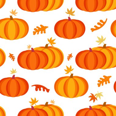 Şükran Günü 'n kutlu olsun. Şık, pürüzsüz vektör düz renk deseni. Tatlı balkabağı düşen yapraklar çizgi film tasarımı. Elle çizilmiş sonbahar hasadı bayram festivali resmi