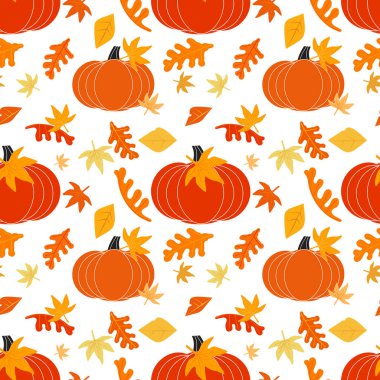 Şükran Günü 'n kutlu olsun. Şık, pürüzsüz vektör düz renk deseni. Tatlı balkabağı düşen yapraklar çizgi film tasarımı. Elle çizilmiş sonbahar hasadı bayram festivali resmi