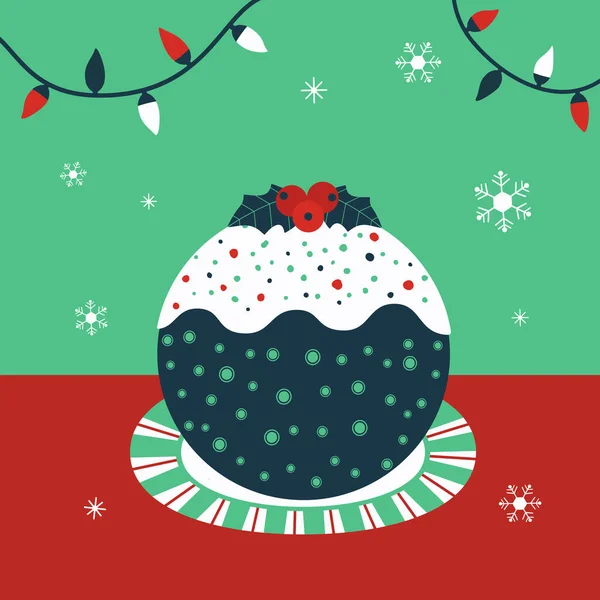 Boże Narodzenie Pudding Dekoracyjny plakat wektor — Wektor stockowy