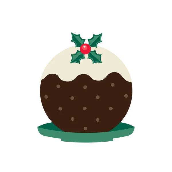Traditionnel Noël Plum Pudding vecteur icône — Image vectorielle