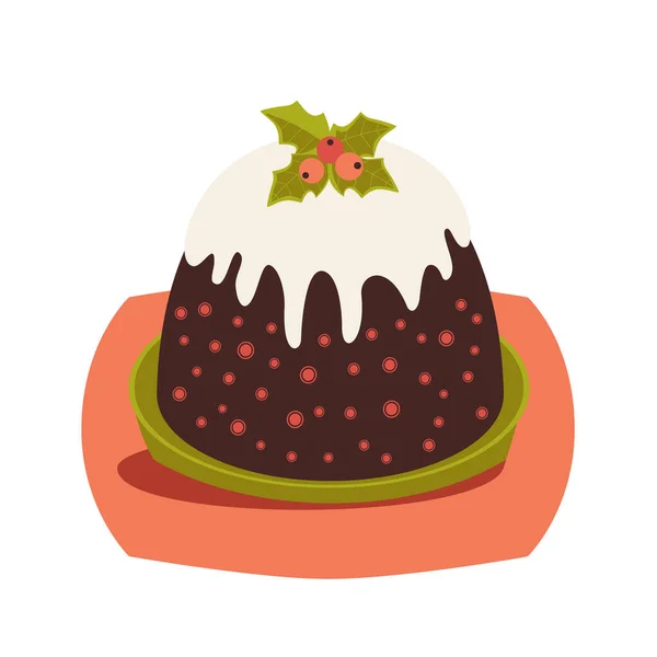 Traditionnel Noël Plum Pudding vecteur icône — Image vectorielle