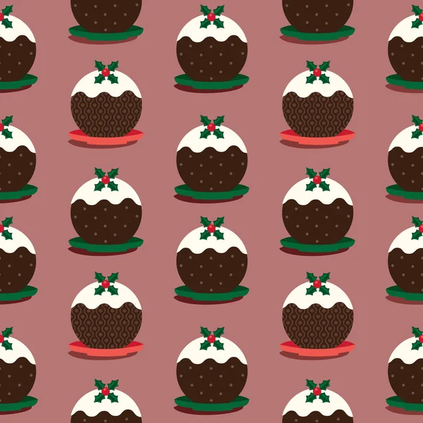 Παραδοσιακά Χριστούγεννα Pudding απρόσκοπτη μοτίβο — Διανυσματικό Αρχείο