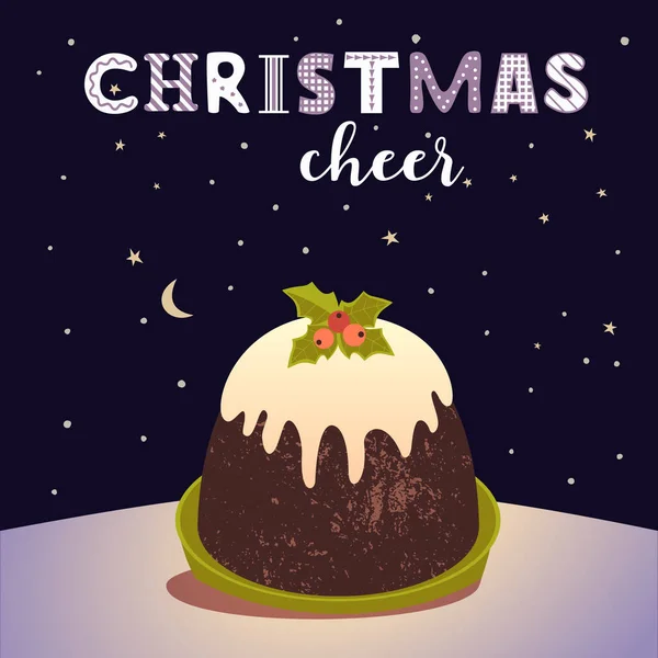 Παραδοσιακή αφίσα φορέα Pudding Δαμάσκηνο Χριστούγεννα — Διανυσματικό Αρχείο