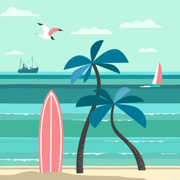 Nostalgic Hawaiian Tropical Vacation vector poster — Stock Vector