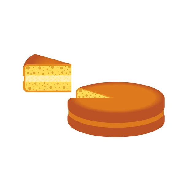 Zelfgemaakte Cream Pie Slice vlakke kleur vector pictogram — Stockvector