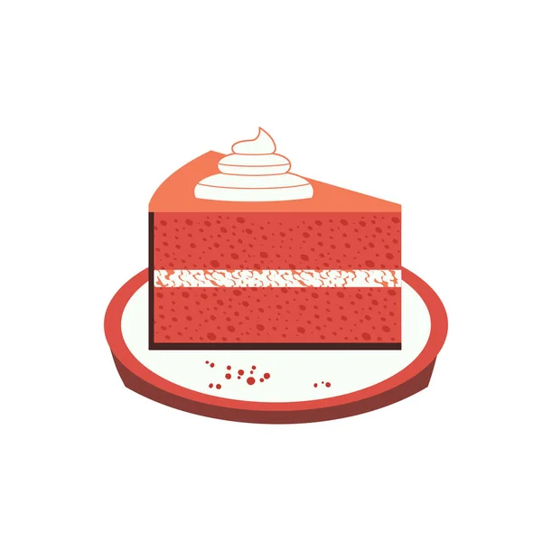 Fatto in casa Red Velvet Cheesecake piatto icona vettoriale — Vettoriale Stock