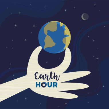 Dünya Saati Günü Sosyal basit vektör posteri