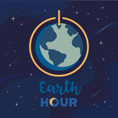 Dünya Saati Günü Sosyal basit vektör posteri