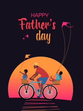 Babalar Günün kutlu olsun. Renkli tebrik kartı.