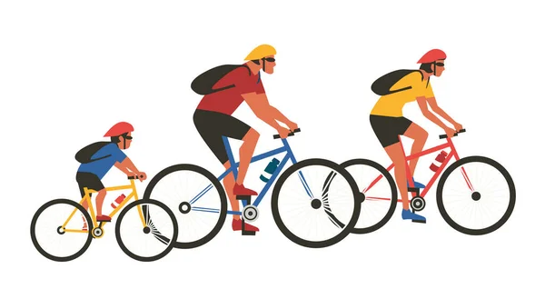 Familia Ciclismo Deporte Actividad vector de color plano — Vector de stock