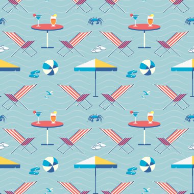 Deniz kenarındaki tatil boş zamanlarında kusursuz vektör deseni
