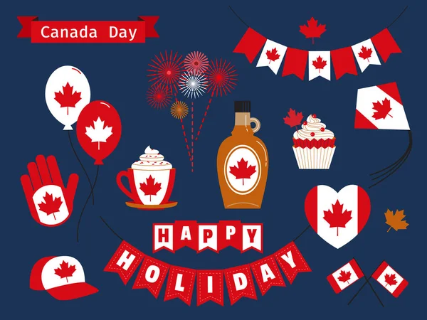 Happy Canada Day dovolená vektor ikona kliparty balení — Stockový vektor