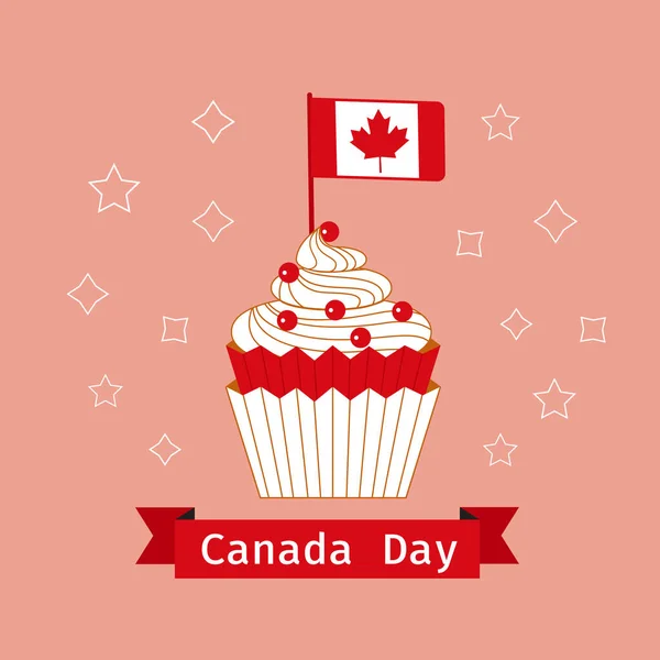 День Канади Торт і векторна вітальна листівка — стоковий вектор