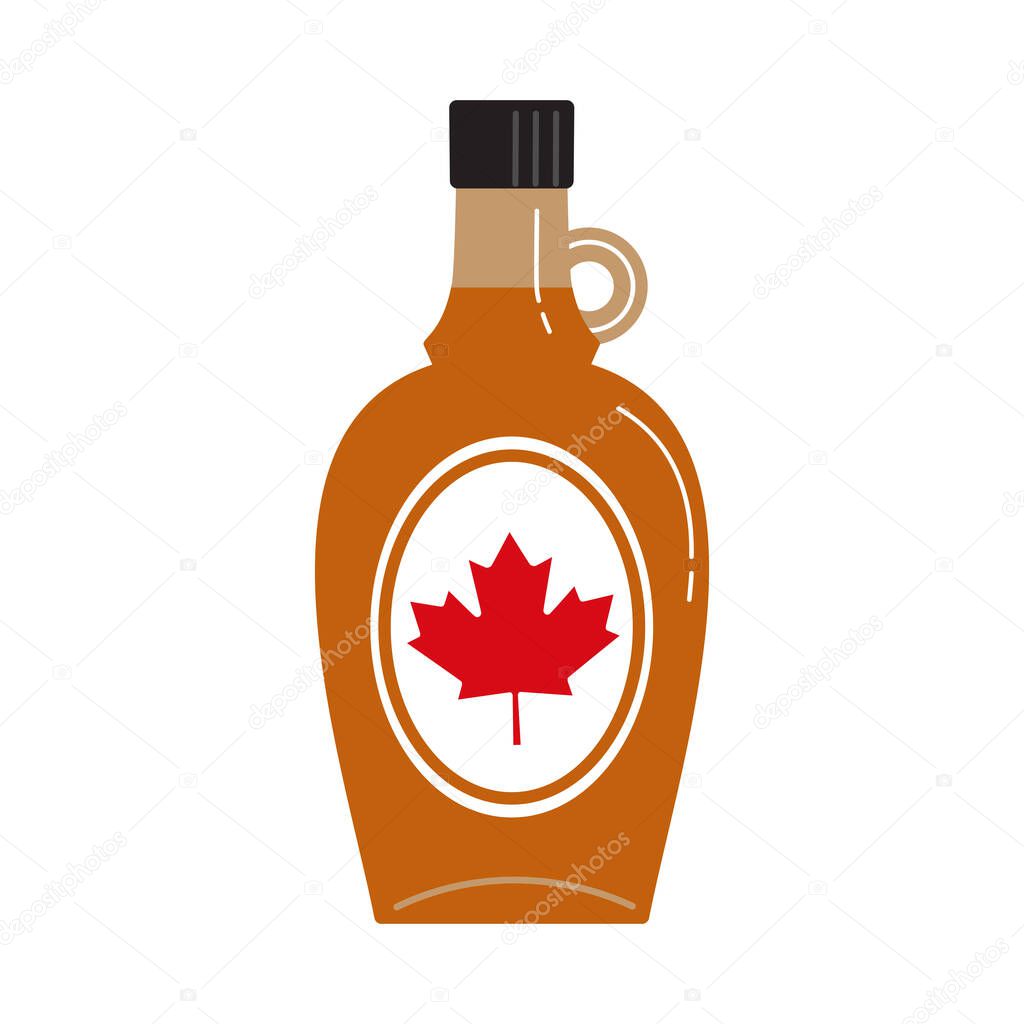 Canadian maple syrup glass bottle vector icon