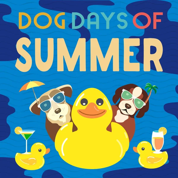 Yazın köpek günleri çizgi film vektör posteri