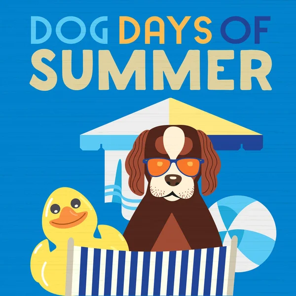 Perro días de verano cómic caricatura vector cartel — Archivo Imágenes Vectoriales