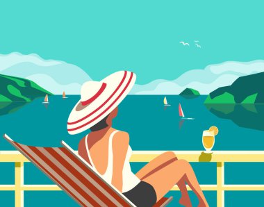 Seyahat konsepti düz renk vektör posteri