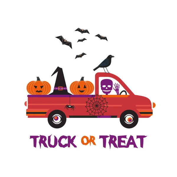 Fancy Halloween Truck or Treat vector poster — Stock Vector