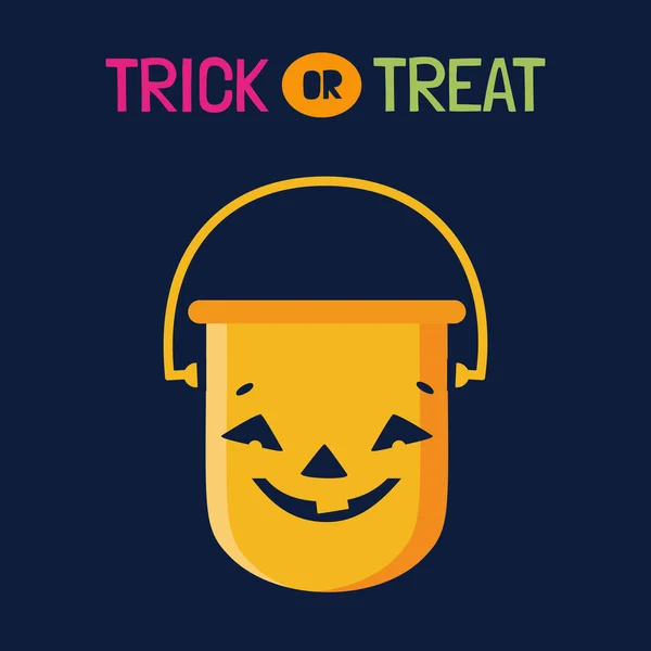 stock vector Halloween Trick or Treat pumpkin candy bucket icon