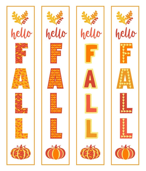 Hello Fall Home Porche Vertical Conjunto de letreros — Archivo Imágenes Vectoriales