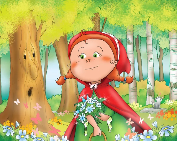 Red riding hood i trä — Stockfoto