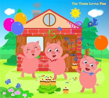 The three little pigs folktale happy ending clipart