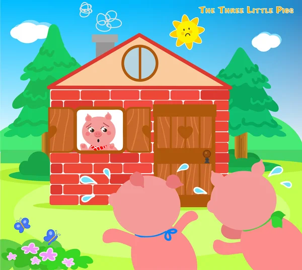 The three little pigs very scared Stock Illustration