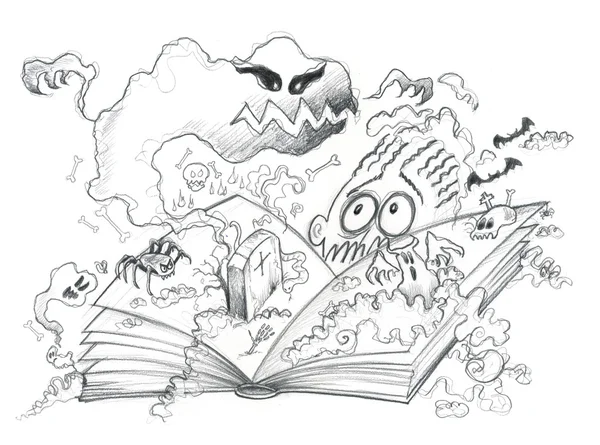 Иллюстрация книг ужасов — стоковое фото